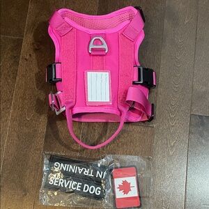 Pink Dog Harness with Service Dog Patches